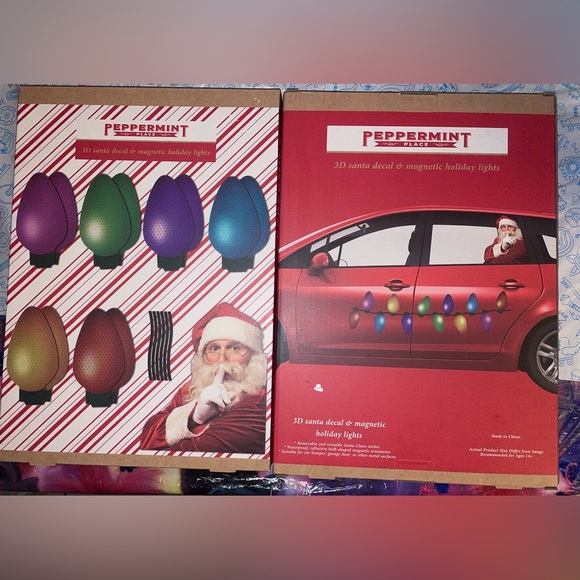 NWT CHRISTMAS CAR DECORATION MAGNET HOLIDAY LIGHTS STICKER 3D SANTA DECAL - Picture 4 of 6